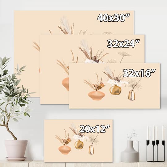 Designart - Bouquets Of Wildflowers In Gold Vases I